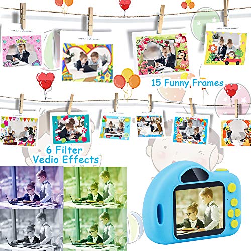 CHUNXU Kids Camera,Digital Video Camera for 3-10 Years Old Girls Boys,32GB SD Card Rechargeable Battery Compact Cameras for Children Birthday (Blue)