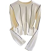 Verdusa Women's Old Money Clothes Striped Cozy Sweaters Long Sleeve Sweater Elegant Knit Pullovers Tops