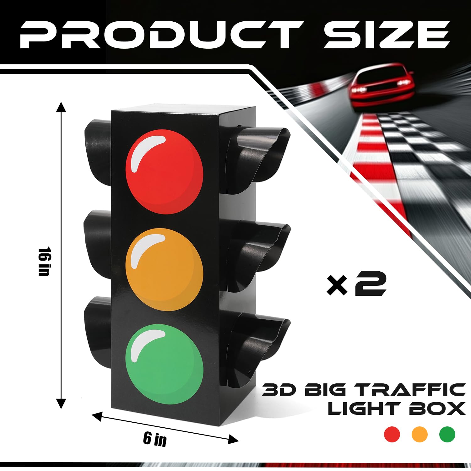 DANIUBE 2PCS Traffic Light Favor Boxes, 15.7'' Transportation Boxes for Centerpieces Traffic Light Table Topper for Boy Girl Racing Car Theme Birthday Party Supplies, Fast Construction Birthday Party Decor Gift Boxes.