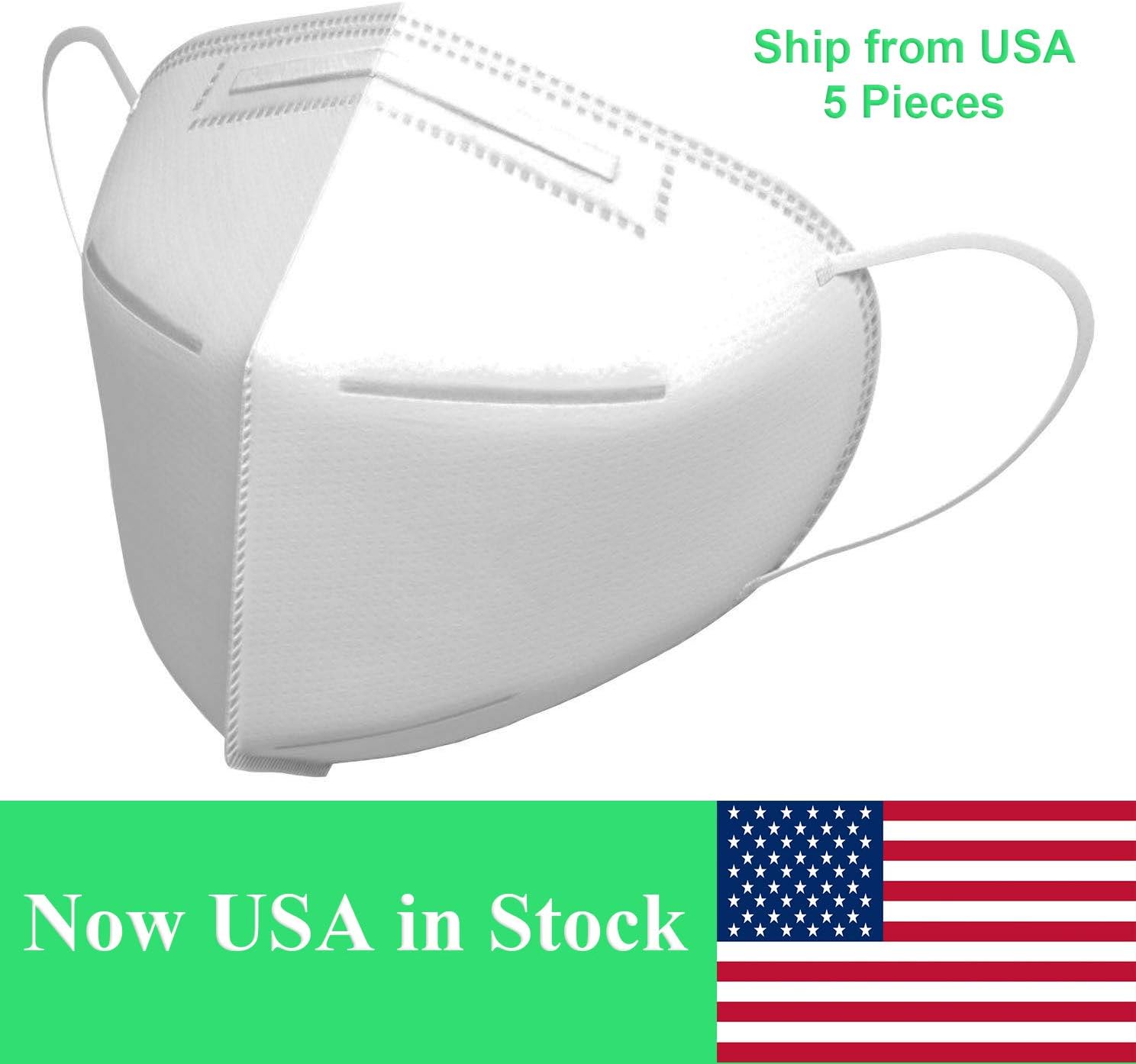 5 Piece ship from USA N95 Disposàble Earloop Face Màsks,Level 5 Respiràtor Màsks For Surgica1 Denta1 Polypropylene Màsks for Personal Health Protection,Disposàble 5-Layer Màsks Universal