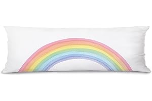 Pleonox Boho Pastel Rainbow 20x54 Body Pillow Cover Case, Girl Boy Nursery Decor, Minimalist Boho Watercolor Rainbow Decorative Long Hug Pillow Cases for Bed Couch