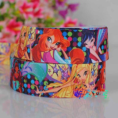 10 Yards 1" 25mm Winx Club Cartoon Printed Grosgrain Ribbon for Kids Diy Hairbow Craft No.9587234