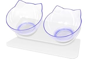 UPSKY Cat Bowls Elevated Cat Food Water Bowls Set, 15° Tilted Raised Cat Bowls, Anti Vomiting Cat Dish Pet Feeder Bowls with Stand for Indoor Cats and Small Dogs