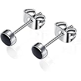 Titanium Stud Earrings for Women Earrings 4mm Natural Stone Gemstones Hypoallergenic Earrings Nickel Free Black Onyx 5mm Earrings for Women Sensitive Ears Turquoise