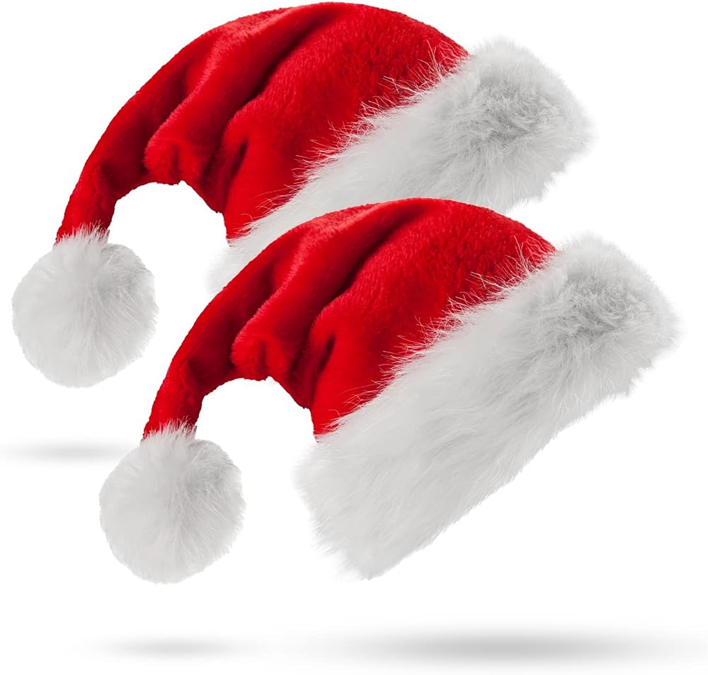 Jsdoin Kids 2 Pack Christmas Santa Hat Unisex Classic Velvet Holiday Party