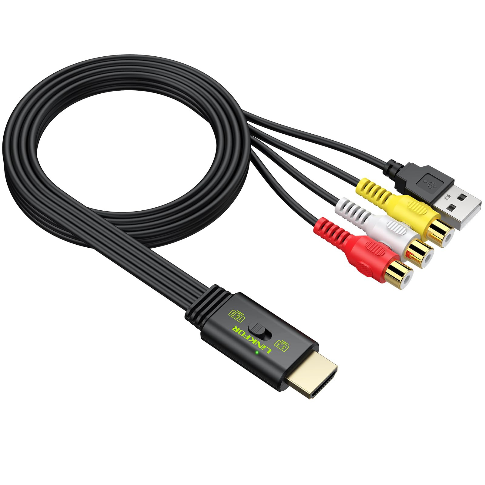 Photo 1 of LiNKFOR RCA to HDMI Converter, 1080P AV to HDMI Converter, 16:9/4:3 Conversion Mini Composite CVBS Audio Video Adapter Supports PAL/NTSC for Wii/PS1/PS2/N64 (Female)