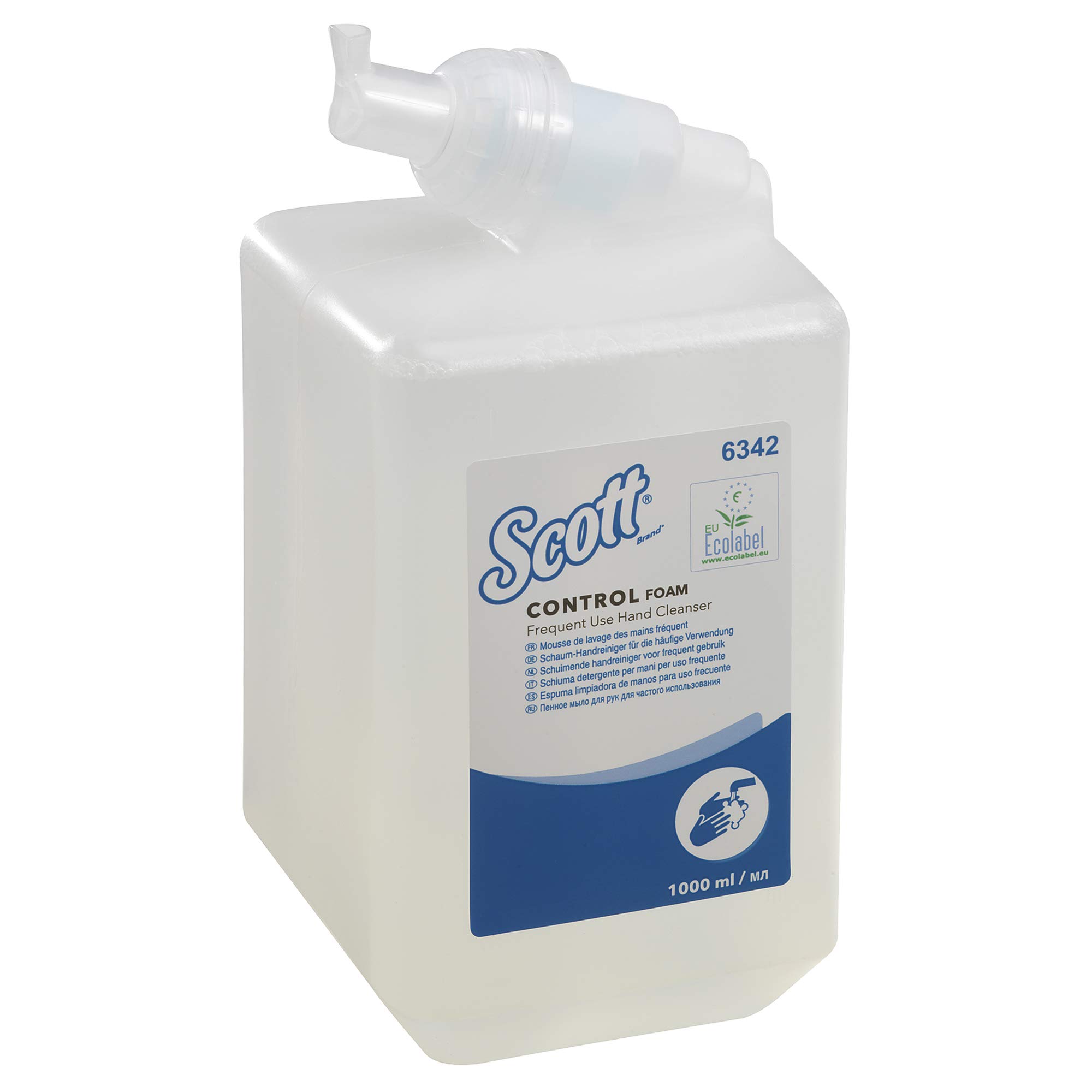Scott® Control™ Foam Hand Cleanser 6342, Unscented Foaming Hand Soap for Frequent Use, Gentle, Eco-Certified Refill – 1 x 1L Clear Wash Cassette