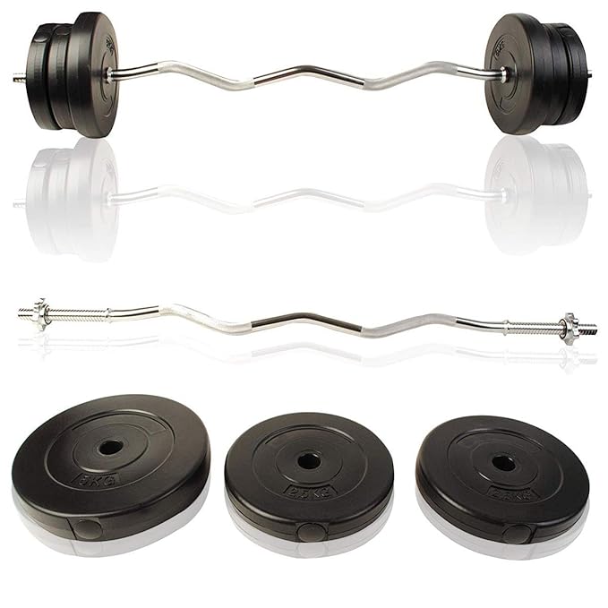 COSTWAY Langhantel Curlhantel Hantelset Langhantelstange Langhantelset Curlhantelset Curlset Curlstange SZstange mit 6 Hantel