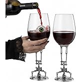 Khen Skeleton Wine Glasses Set of 2 13oz – Gothic Skeletons Stem Goblets for Party, Horror Décor, or Barware – Spooky Skull Wine Glasses for Adults, Gothic Dining & Collectible Tableware Skull