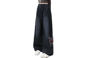 Happy Cherry Girls Baggy Jeans Kids Straight Pants Y2k Jeans Trousers High Waist Cargo Pants 5-13 Years