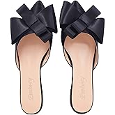 Emiwey Pointed Toe Bow-Knot Flat Backless Slip On Slide Mules for Women