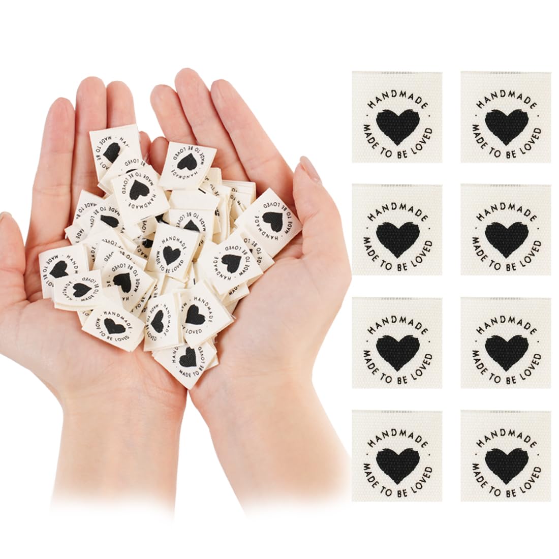 Photo 1 of 100pcs Sewing Labels for Handmade Items with Love, Durable Crochet Tags, Handmade Tags for Crochet, Knitting Projects for Hats Beanies Scarves & More (White)