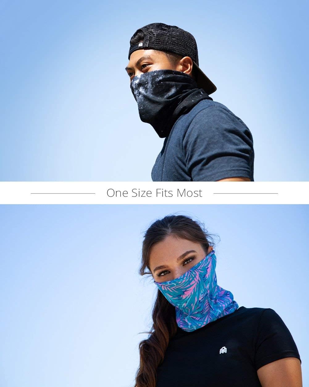 Into the AM Black Neck Gaiter Face Scarf Mask Bandana Gator (Black): Clothing
