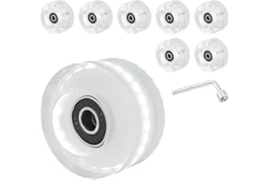 PATIKIL Roller Skate Wheels Set,8 Pack 58mm 82A Light Up Skateboard Cruiser Wheels Set with Bearings Trucks Tool Kit for Outd