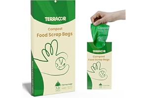 TERRACOR 1.3 Gallon Compostable Trash Bags, 35 Bags Compost Bags for Countertop Bin, BPI Certified and Meet The ASTM D6400 Standard，Compostable Trash Bags in Dispenser Packs