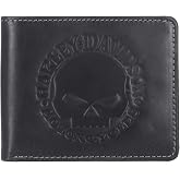 Harley-Davidson Men's Willie G Skull Logo Billfold Leather Wallet, Black