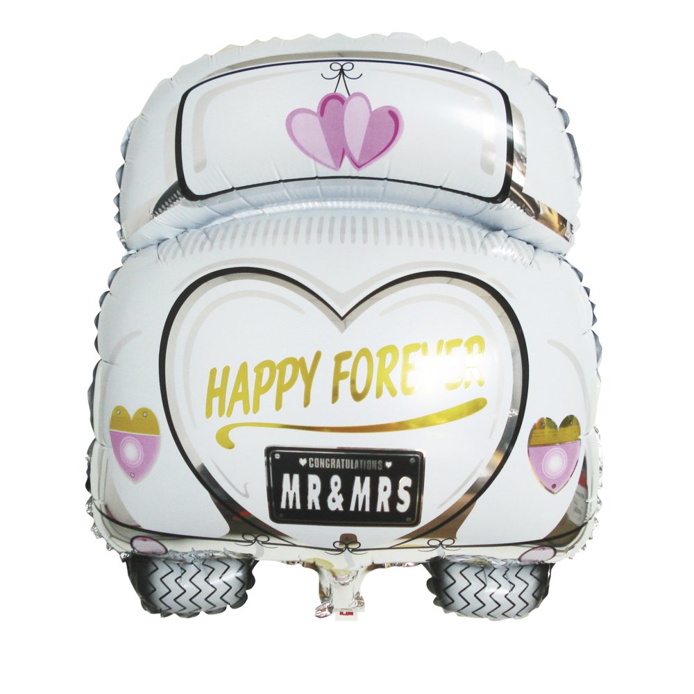 Rayher Wedding Car Foil Balloon, Wedding Party Decorations, Large Foil Balloon for Air Filling, 49x63cm, 87016000