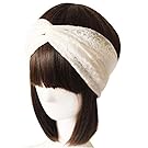 Women Lace Retro Turban Twist Head Wrap Headband Headscarf Twisted Knotted Soft Hair Band (1 White)