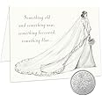 Old Sixpence Coin and Wedding Card for Bride, Something Old, Something New, Something Borrowed, Something Blue, and a Sixpence for Her Shoe. (1954-1967)
