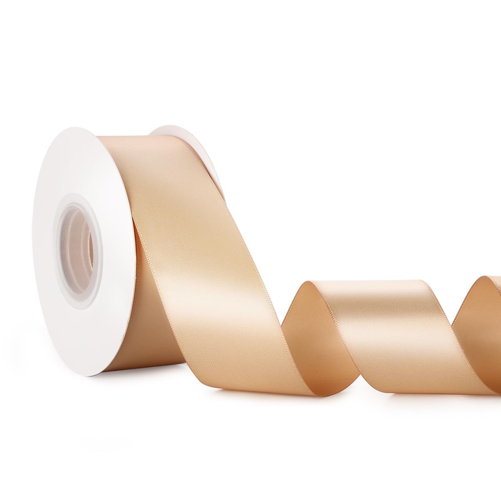 Champagne Double Face Satin Ribbon, 1-1/2 inch x 25 Yard (38mm x 23 Meters) Solid Satin Ribbon for Gift Wrapping, Wedding Decoration, Flower Bouquet, Christmas Decor, Bows Making