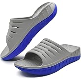 GPOS Mens Sport Recovery Sandals Plantar Fasciitis Thick Cushion Slides Sandals Lightweight Comfort Orthotic Slippers