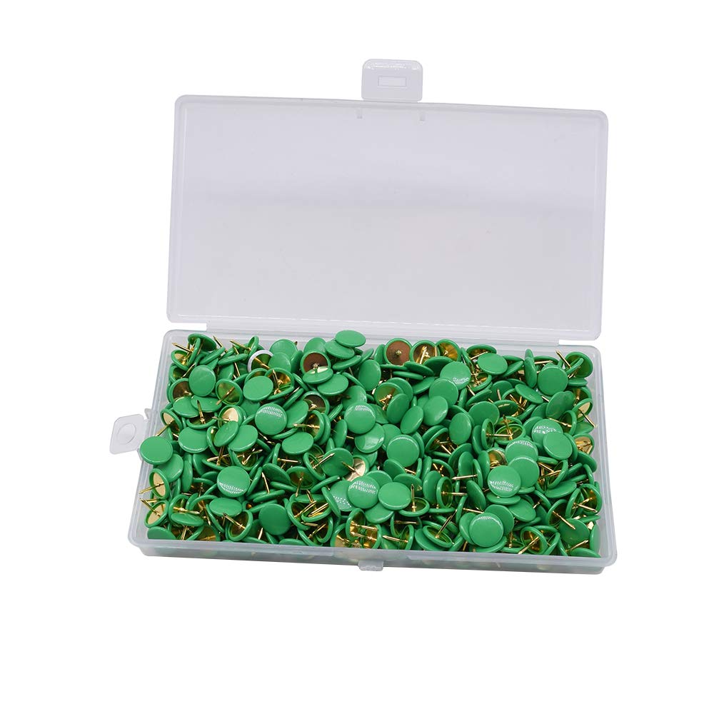 YOFASEN Pack of 500 Drawing Pins Coloured - 10 x 9MM Thumb Tacks Push Pins for Wall Maps, Photos - Assorted Colour, Green/500PCS