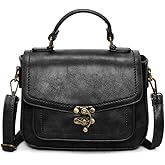 Vintage Crossbody Bags for Women, Small Leather Purse Messenger Bag, Retro Women Shoulder Handbag with Top Handle