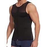 Clevvets Mens Compression Shirt Gynecomastia Tummy Control Vest Shapewear with Zipper Slimming Tank Top for Gym