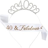 IRYNA 40th Birthday Sash Tiara Set Crystal Crown Fabulous Party Decorations view 1