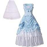 BPURB Women Victorian Ball Gown Renaissance Costume Gothic Vampire Dress with Petticoat