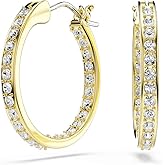Swarovski Sommerset hoop earrings, Small, White, Gold-tone finish