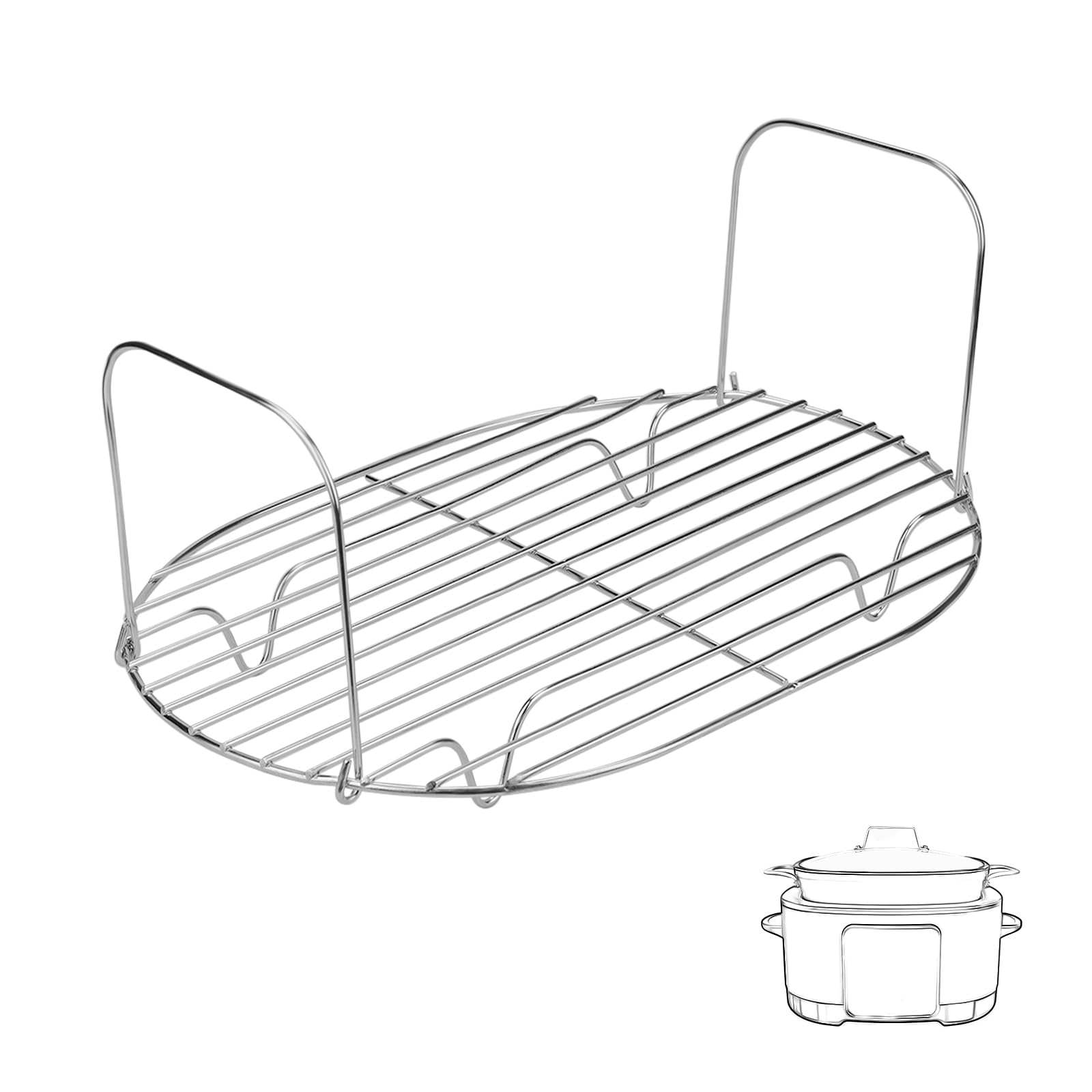 Steam and Roasting Rack for Ninja Foodi Possible Cooker Pro 8.5 Qt MC1000 MC1001 MC1010 Series, Stainless Steel Grill Steamer Stand for Ninja Foodi Air Fryer Multicooker Kitchen Product Accessories