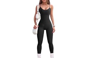 YIOIOIO Women Workout Seamless Jumpsuit Yoga Ribbed Bodycon One Piece Spaghetti Strap Leggings Romper