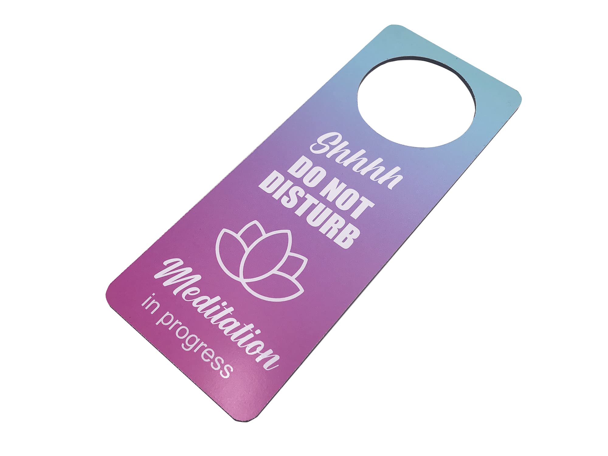 Meditation In Progress, Do Not Disturb, Door Hanger Sign - Yoga, Relaxation, Exercise, Class, Classroom, Teacher, Gift, Lotus Flower, Made from Heavy Duty 3mm Aluminium Composite