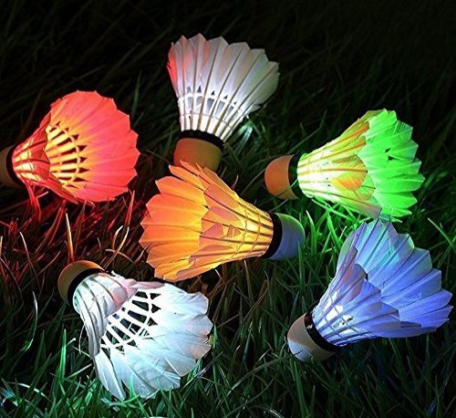 URToys 4PCS/Pack Colorful LED Badminton Shuttle cock Dark Night Glow Birdies Lighting Badminton Ball Indoor Sports Flash Colors At Color Random