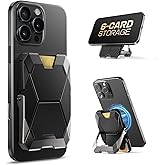 i-Blason for MagSafe Wallet Stand, Magnetic Wallet for iPhone [6 Cards Holder] [RFID Blocking] [Metal Lock Cover] [Extra Magnetic Pad] Phone Card Holder for iPhone 17/16/15/14/13/12 (Black)