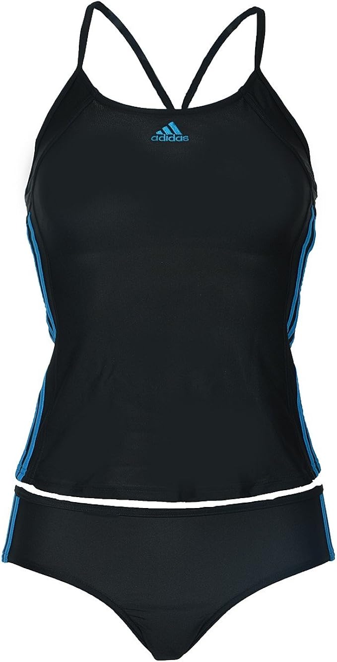 adidas Damen Infinitex 3 Stripes Tankini, Black/Solblu, 46, F79843