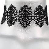 Twilight's Fancy Hexagonal Filigree Venice Black Lace Choker Necklace -- Size Small
