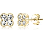SLUYNZ Solid 925 Sterling Silver Small Clover Earrings Stud for Women Teens CZ Clover Stud Earrings