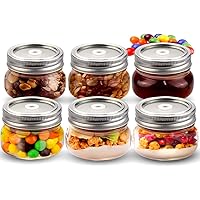 Sungwoo Mason Jars, Canning Jars 4 ounces, 6 PACK, with Sealed and Straw Lid, Ideal for Juice, Jam, Honey and Spice…