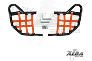 Blaster YFS 200 Standard Nerf Bars Black w/Orange Net Compatible with all years and models of The Yamaha Blaster 200