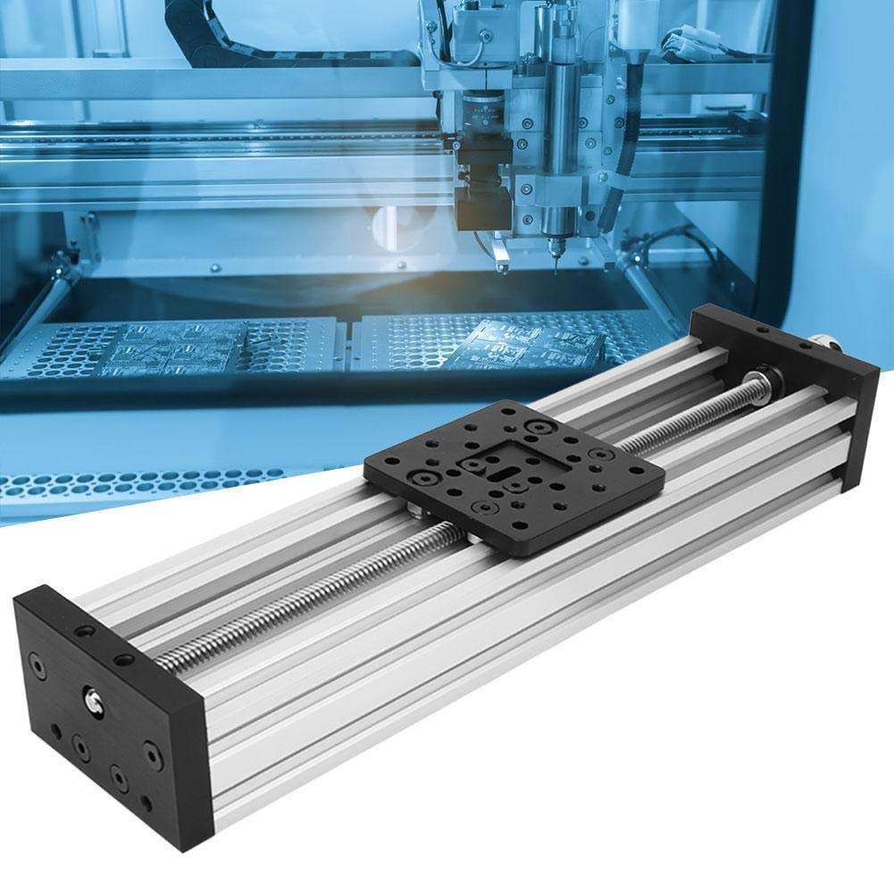 Manual Screw Slide Linear, Additive Manufacturing Products 3D Printer Accessories Guide Slide Table Aluminum Alloy 3D Printer Engraving Machine Black/Silver(Silver 250mm)