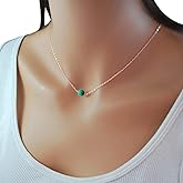 Metzakka Sterling Silver Turquoise Choker Necklace, Handmade with Dainty Real Turquoise Rose Gold Plated Necklace for Women