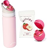 allsips 18oz Stainless Steel Air Water Bottle with 1 Straw & Refresher ScentSip Apple Flavor Pods