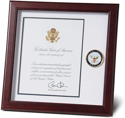 Allied Products Us Navy Presidential Memorial Certificate 8 X 10 Frame
