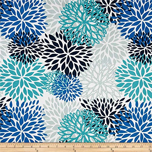 Premier Prints Indoor/Outdoor Blooms Fabric by The Yard, Blue Vista