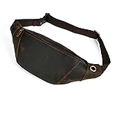 Handadsume Thick Crazy Horse Leather Hiking Riding Travel Outdoor Belt Bag Fanny Waist Pack Small Phone Pouch For Men Women 380 (385 Brown)