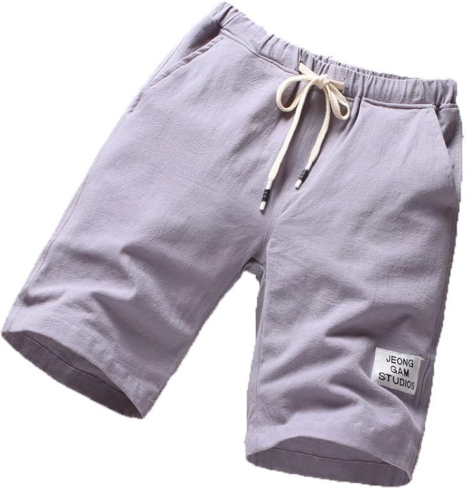 mens cotton shorts with elastic waist and drawstring