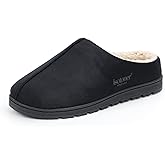 isotoner mens Indoor/Outdoor Sherpa Lined Slip-on Rory Microsuede Slippers With Memory Foam Comfort