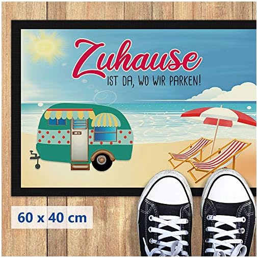 Print Royal Camping Fußmatte mit lustigem Spruch Strand Zuhause ist